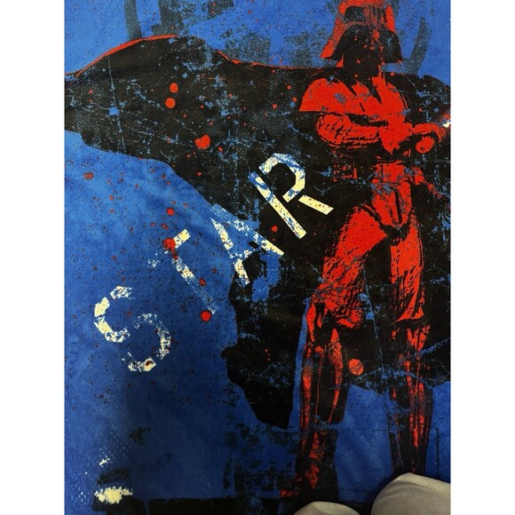 Rare Star Wars Darth Vader Blue Fleece Throw Blanket 2011 Dark Side Lightsaber - Picture 3 of 6